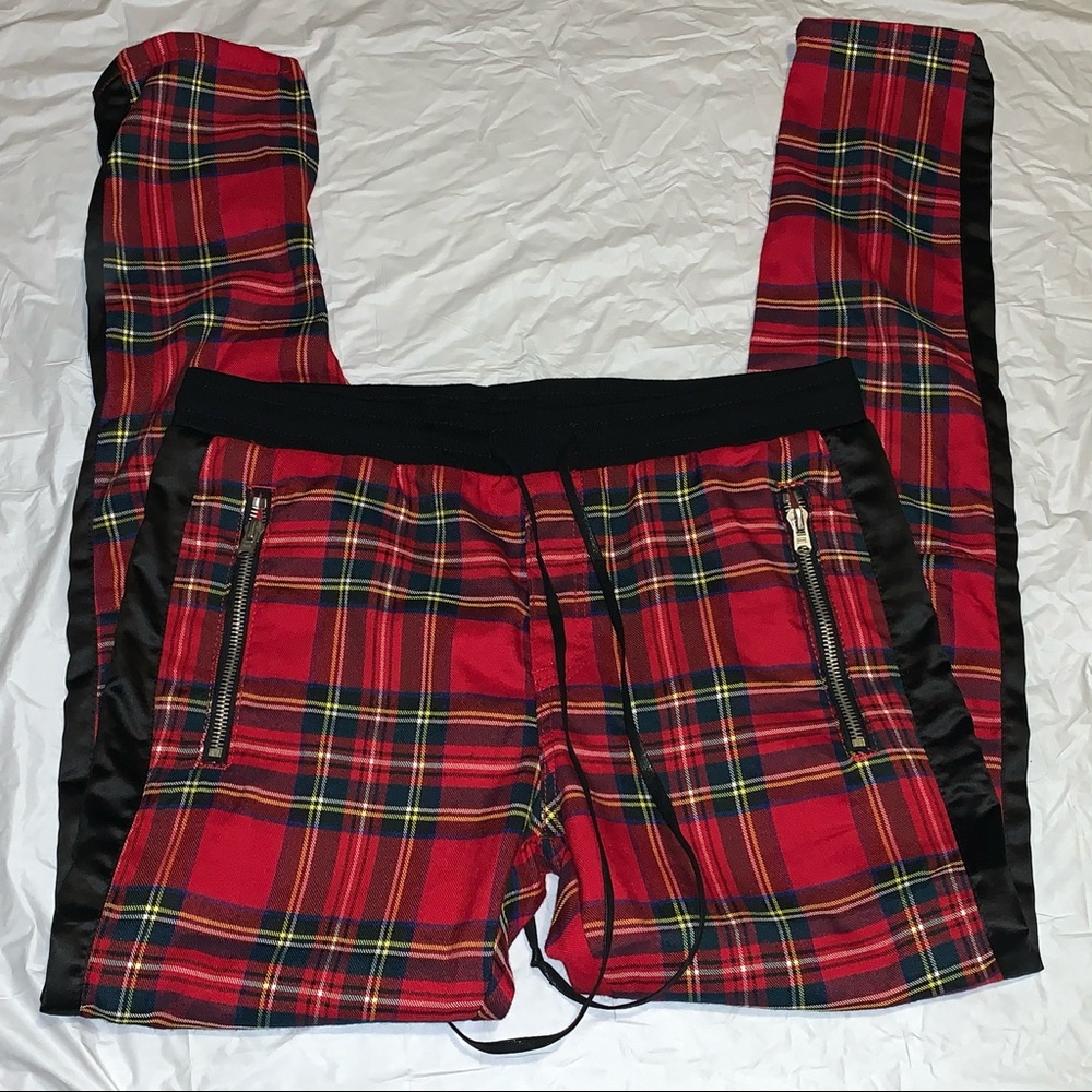 mnml Red Plaid Track Pants Size XL
